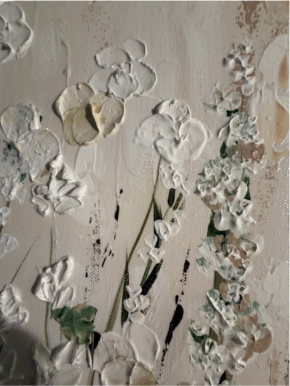 Original Artwork Acrylic on Canvas Wildflowers against Light Textured Background - Picture 5 of 14